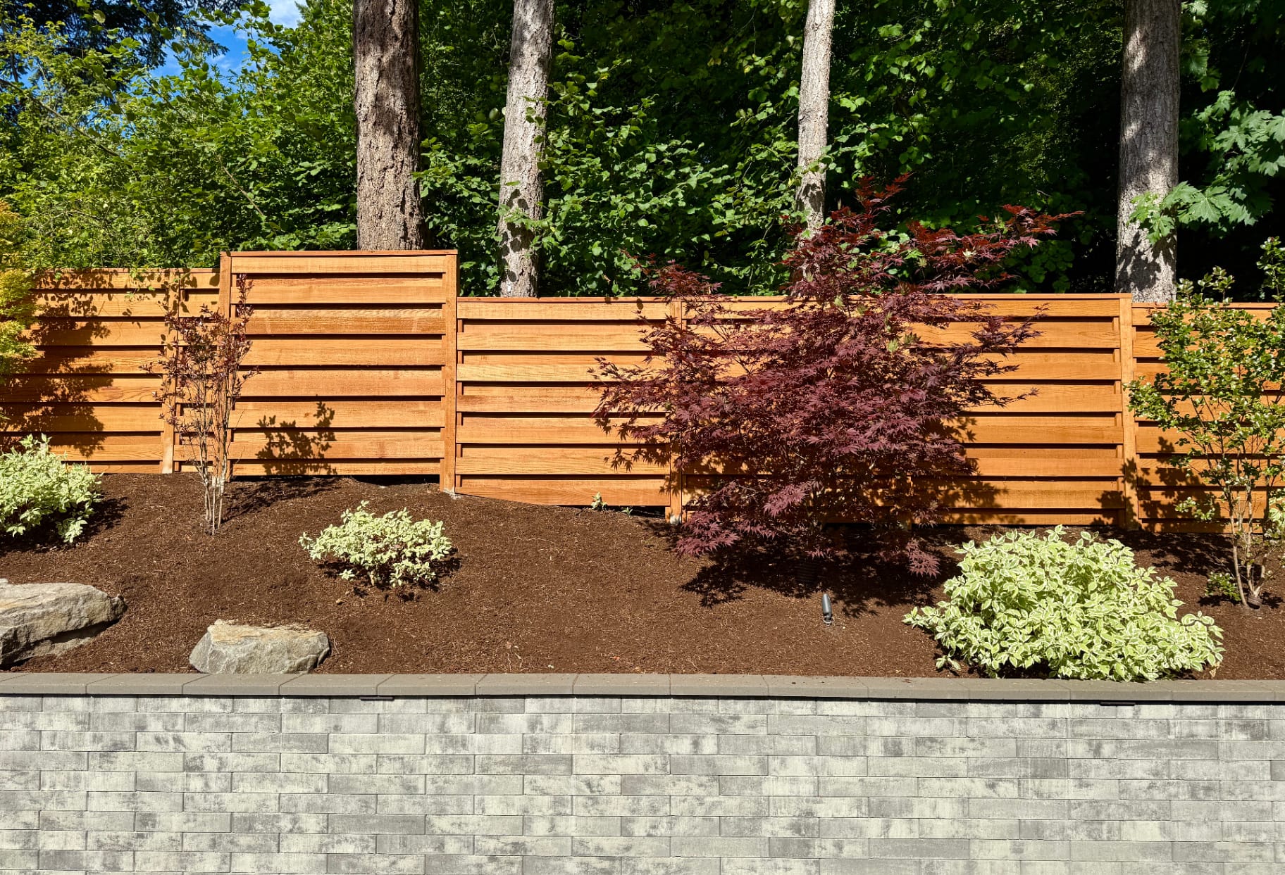 Custom craftsman-style cedar fence installed by Masters Fences in Murray Hill, Beaverton OR