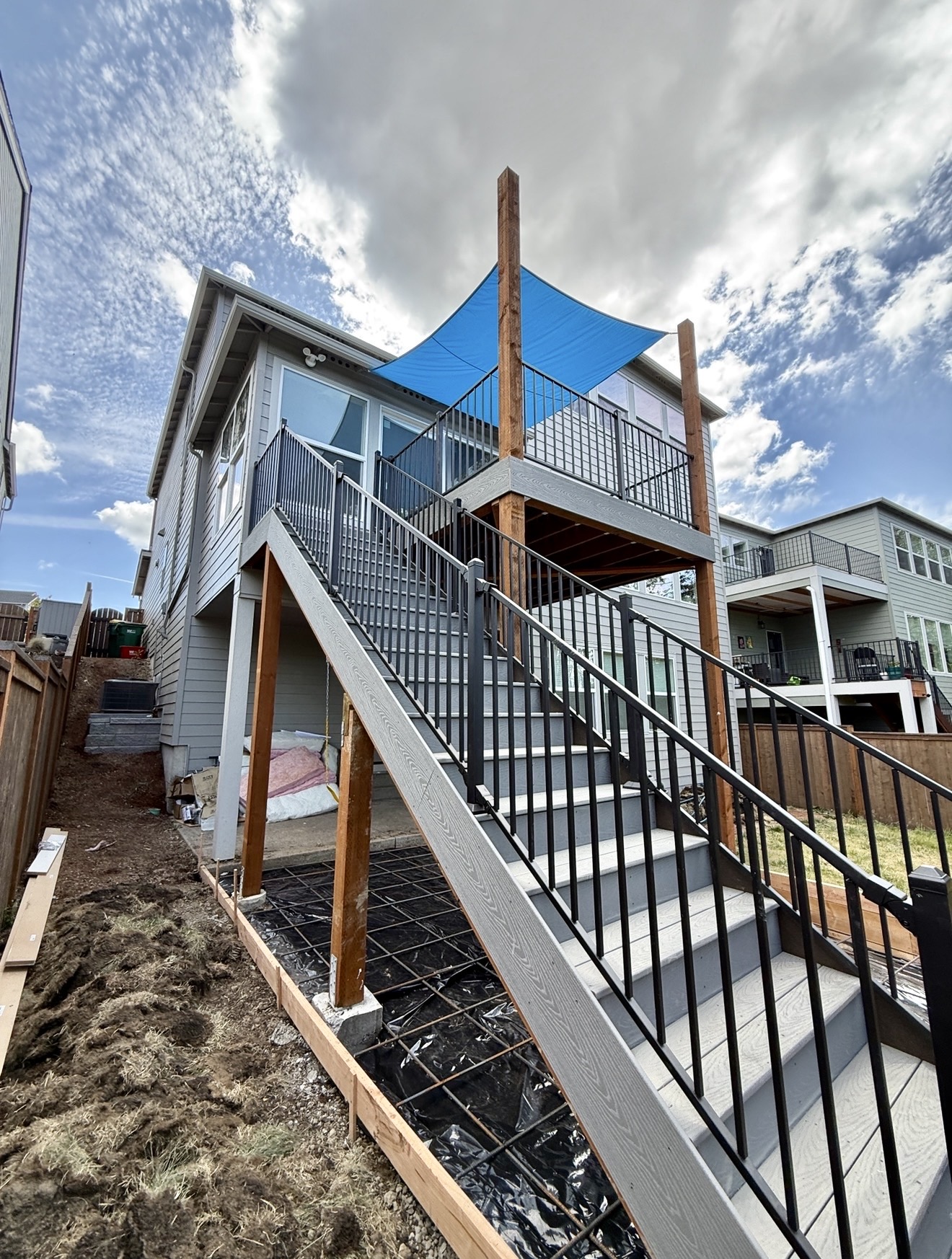 Composite deck rear elevation, Bethany Full rear elevation of new composite deck addition in Bethany, Oregon