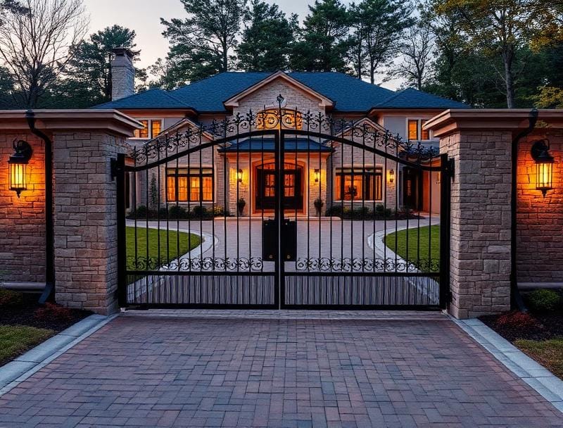 Custom estate driveway gate fence installed by Masters Fences in Murray Hill, Beaverton OR