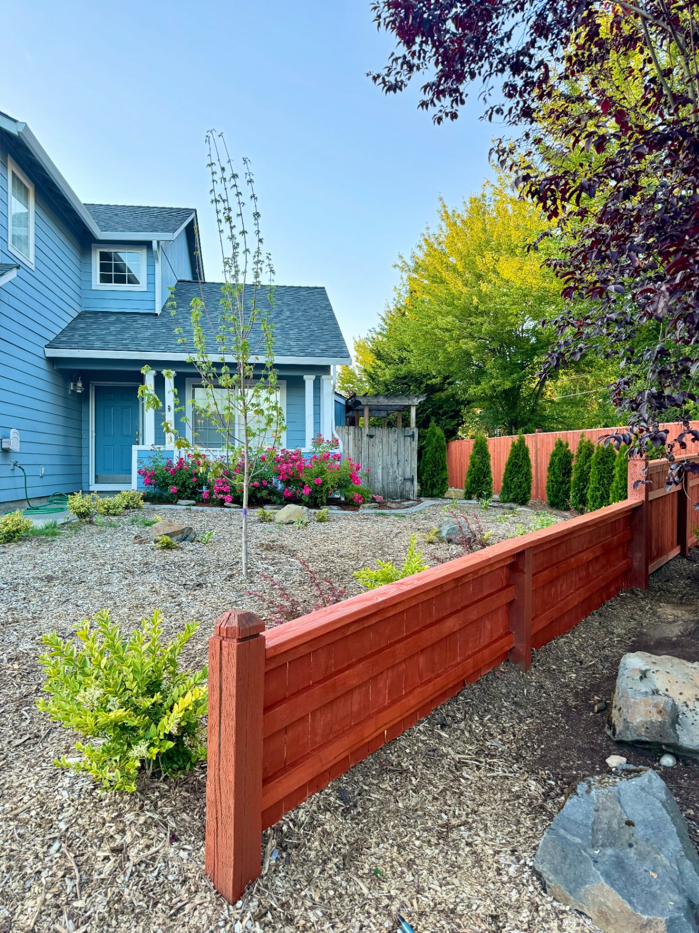 Portland · Stained Cedar with Landscaping