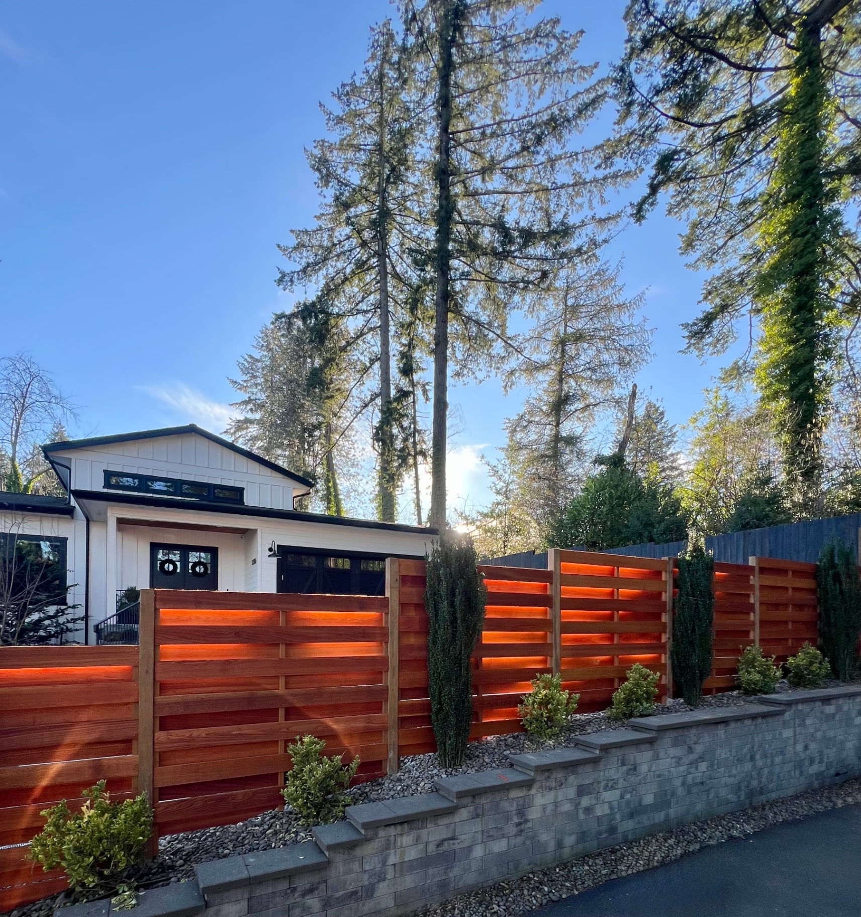 West Linn · Horizontal Cedar & Masonry Wall